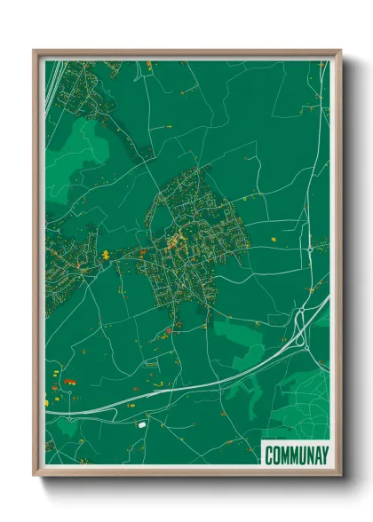 Une affiche de carte sur Communay