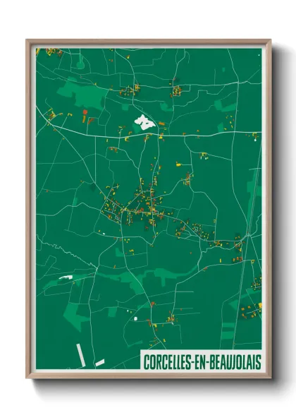 Une affiche de carte sur Corcelles-en-Beaujolais