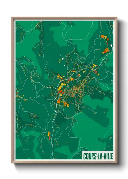 Une affiche de carte sur Cours-la-Ville