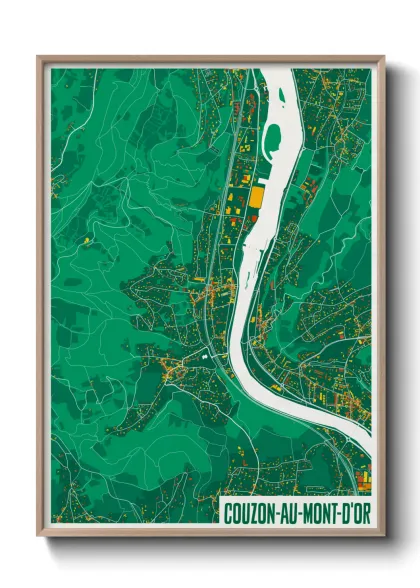 Une affiche de carte sur Couzon-au-Mont-d'Or