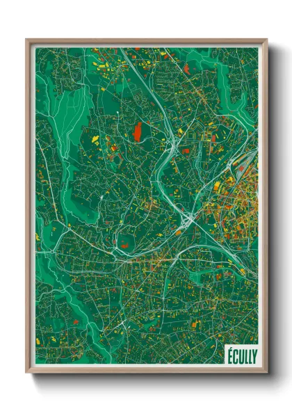 Une affiche de carte sur Écully