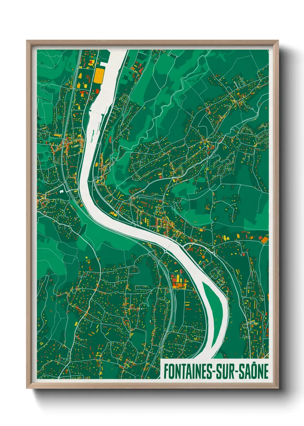 Un poster carteFontaines-sur-Saône