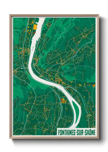 Une affiche de carte sur Fontaines-sur-Saône
