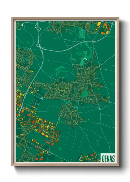 Une affiche de carte sur Genas