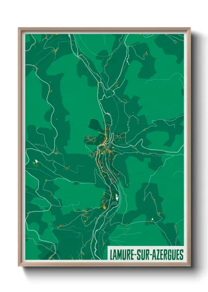 Une affiche de carte sur Lamure-sur-Azergues