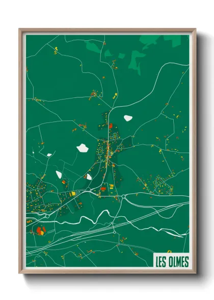 Une affiche de carte sur Les Olmes