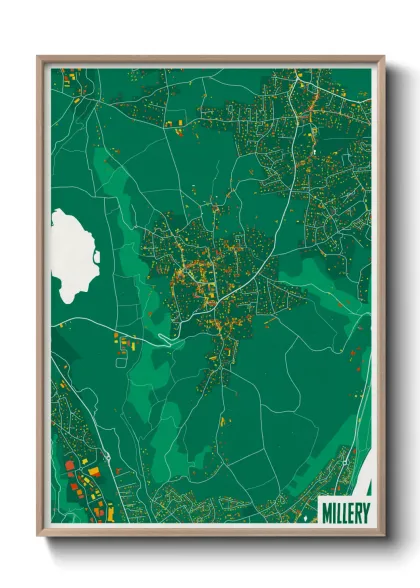 Une affiche de carte sur Millery