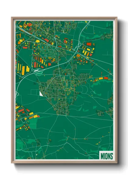 Une affiche de carte sur Mions