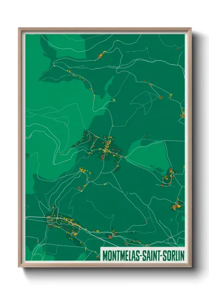 Une affiche de carte sur Montmelas-Saint-Sorlin