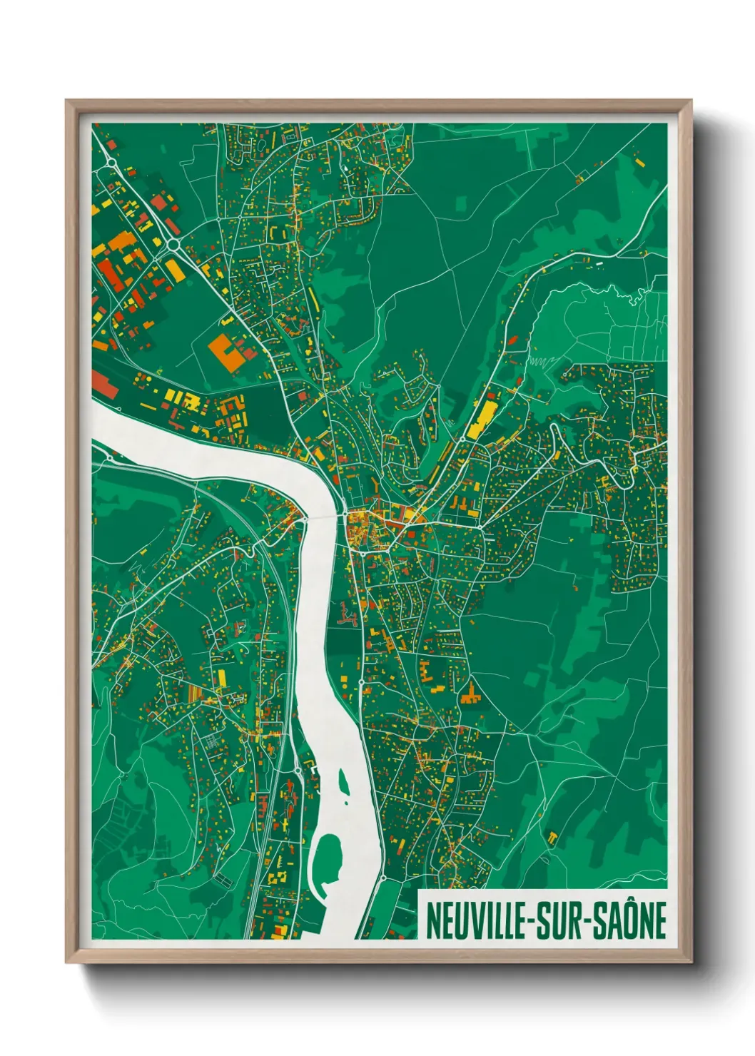 Un poster carte Neuville-sur-Saône