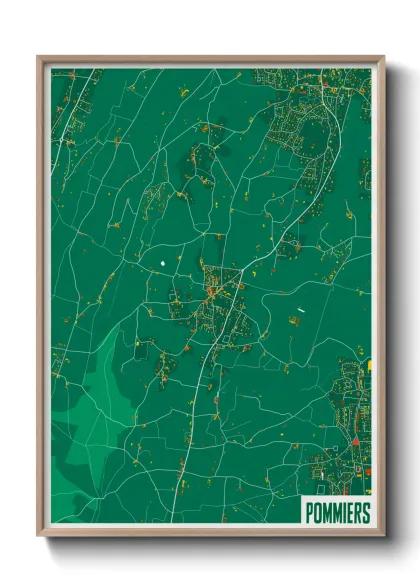 Une affiche de carte sur Pommiers