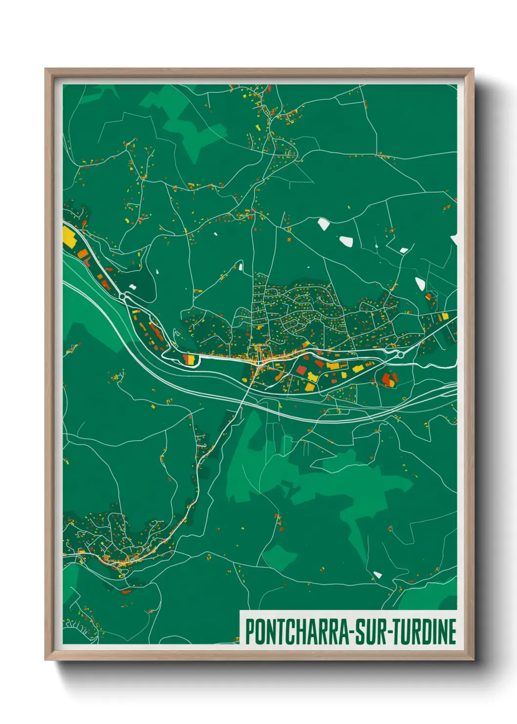 Un poster carte Pontcharra-sur-Turdine