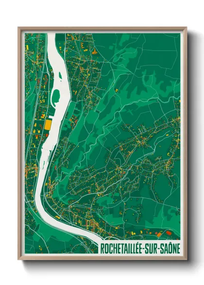 Une affiche de carte sur Rochetaillée-sur-Saône