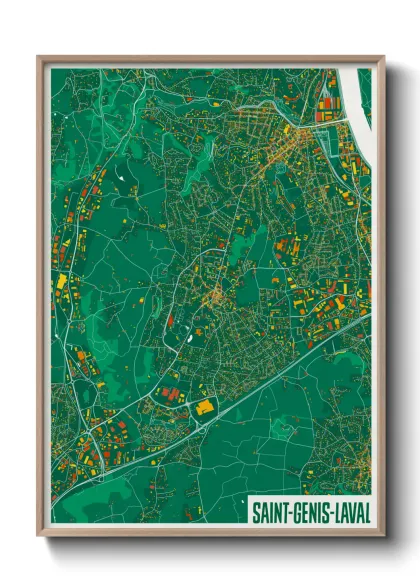 Une affiche de carte sur Saint-Genis-Laval