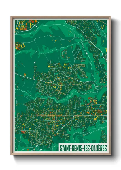 Une affiche de carte sur Saint-Genis-les-Ollières