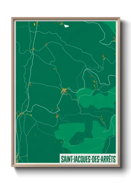 Une affiche de carte sur Saint-Jacques-des-Arrêts