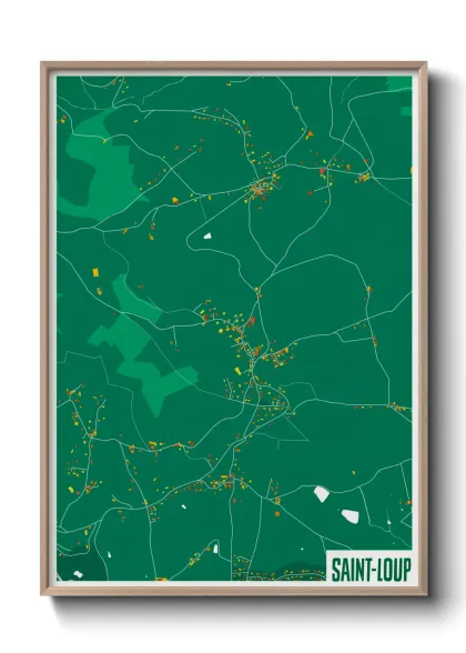 Une affiche de carte sur Saint-Loup