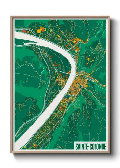 Une affiche de carte sur Sainte-Colombe