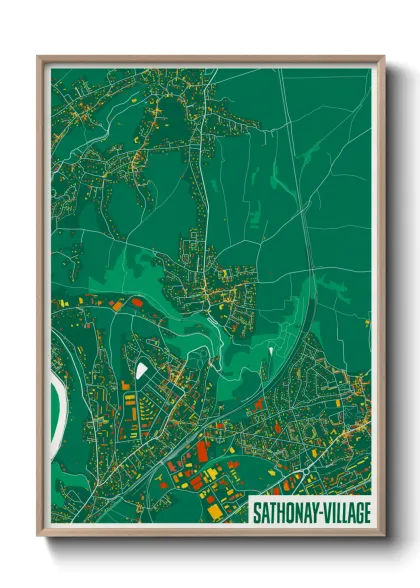 Une affiche de carte sur Sathonay-Village