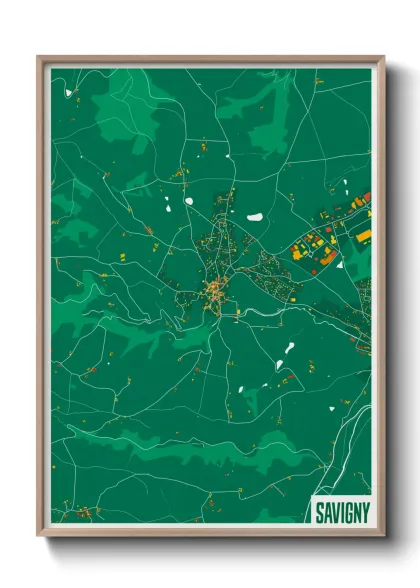 Une affiche de carte sur Savigny
