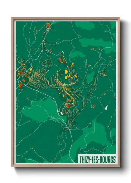 Une affiche de carte sur Thizy-les-Bourgs