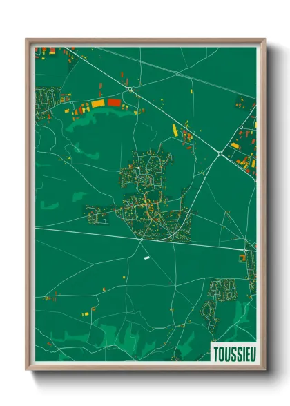 Une affiche de carte sur Toussieu