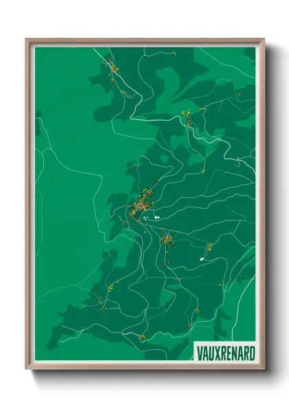 Une affiche de carte sur Vauxrenard