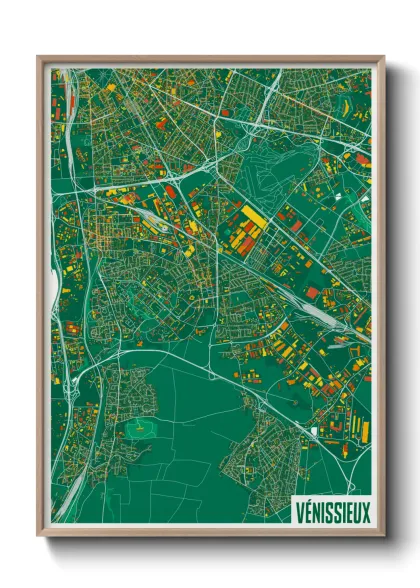 Une affiche de carte sur Vénissieux