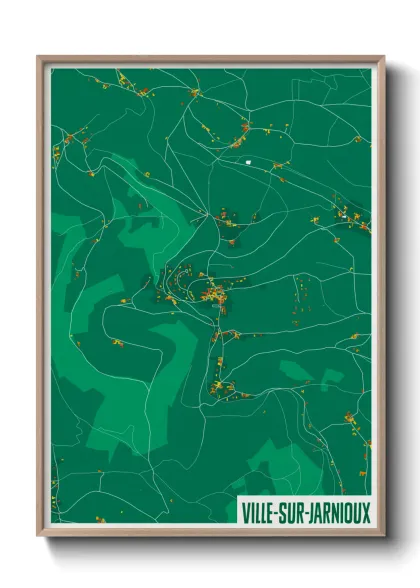 Une affiche de carte sur Ville-sur-Jarnioux
