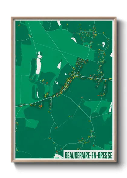 Une affiche de carte sur Beaurepaire-en-Bresse