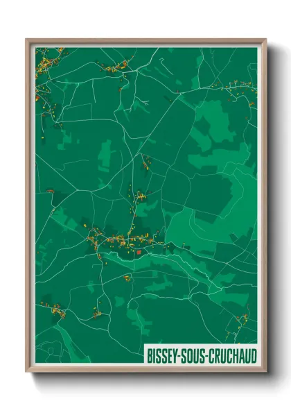 Une affiche de carte sur Bissey-sous-Cruchaud