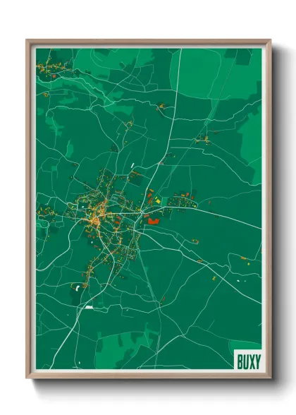 Une affiche de carte sur Buxy