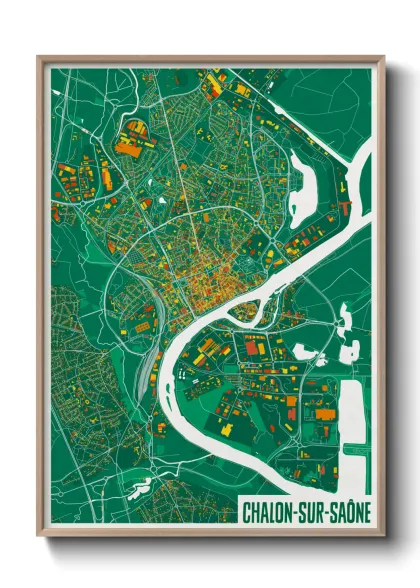 Une affiche de carte sur Chalon-sur-Saône
