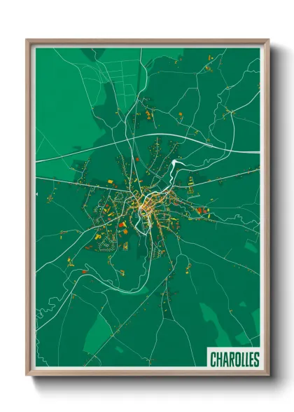 Une affiche de carte sur Charolles