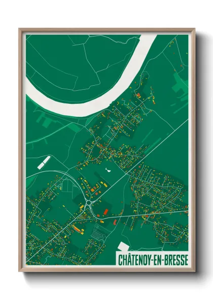 Une affiche de carte sur Châtenoy-en-Bresse
