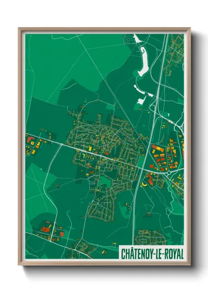 Une affiche de carte sur Châtenoy-le-Royal