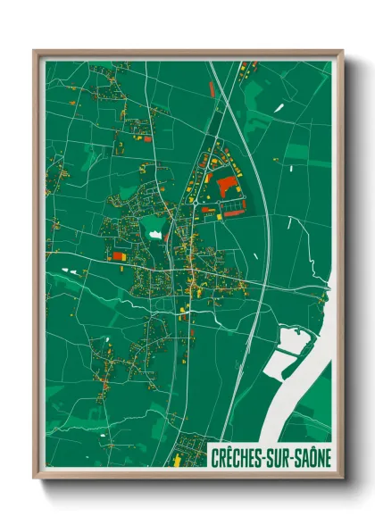 Une affiche de carte sur Crêches-sur-Saône