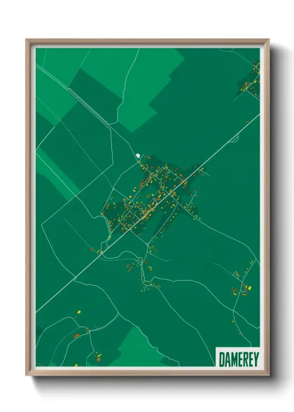 Une affiche de carte sur Damerey