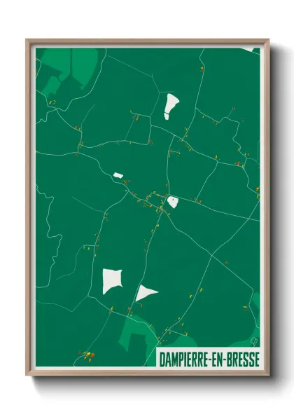 Une affiche de carte sur Dampierre-en-Bresse