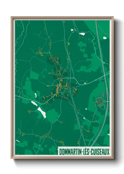 Une affiche de carte sur Dommartin-lès-Cuiseaux