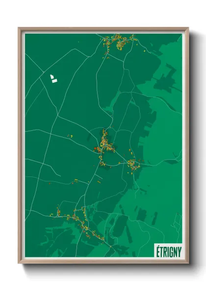 Une affiche de carte sur Étrigny