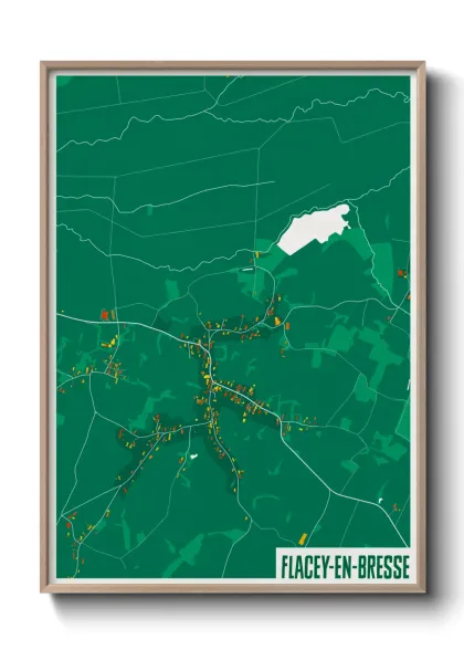 Une affiche de carte sur Flacey-en-Bresse