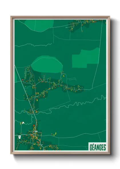 Une affiche de carte sur Géanges