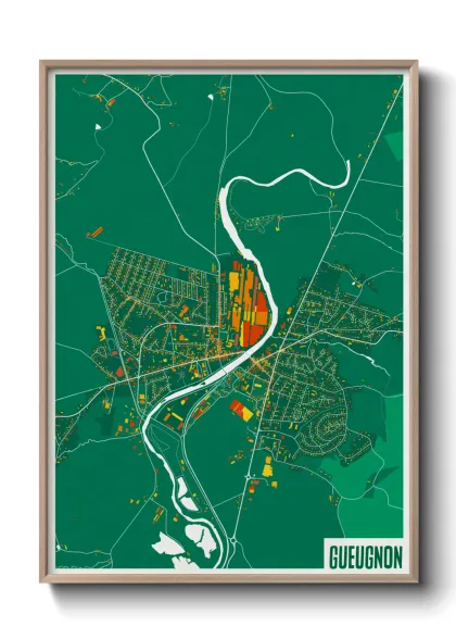 Une affiche de carte sur Gueugnon