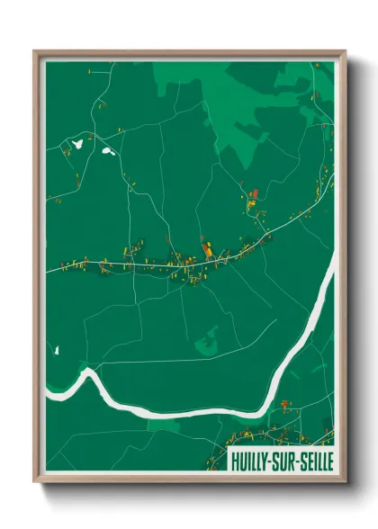 Une affiche de carte sur Huilly-sur-Seille