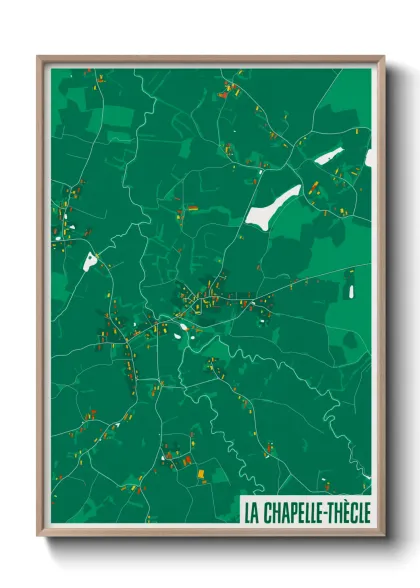 Une affiche de carte sur La Chapelle-Thècle