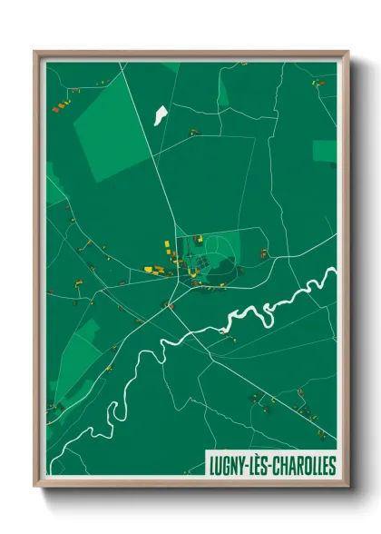 Une affiche de carte sur Lugny-lès-Charolles