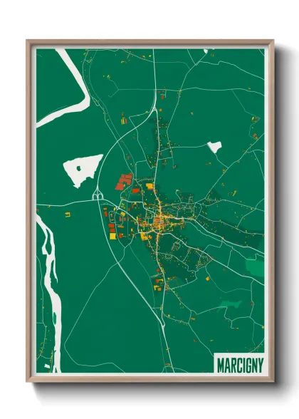 Une affiche de carte sur Marcigny