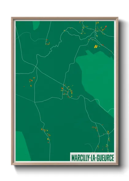 Une affiche de carte sur Marcilly-la-Gueurce