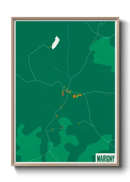 Une affiche de carte sur Marigny